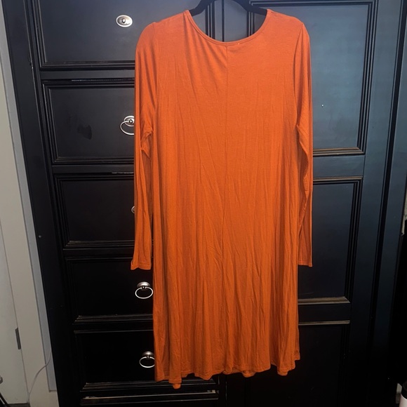 Bonbon XL Chic Long Sleeve Orange Dress - Picture 3 of 4